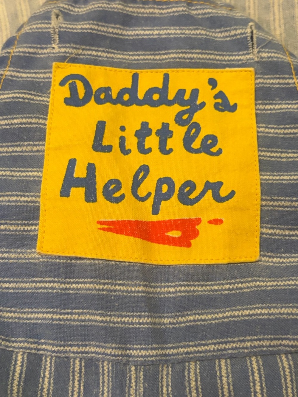 Vintage Daddy’s Little Helper Retro Pinstripe Snap Button Overalls, 12 Months - Picture 5 of 11